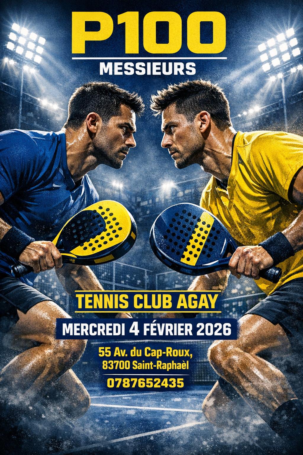 Visuel de tournoi de padel au style néon